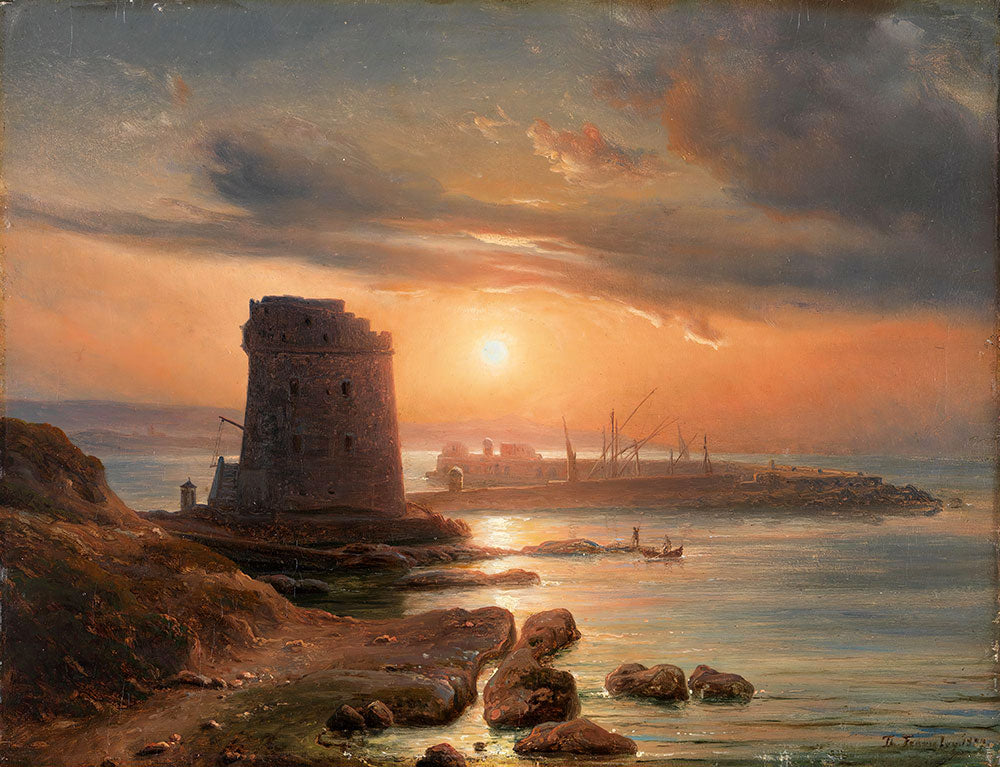 The Harbour in Agrigento by Thomas Fearnley - Art Print - Zapista