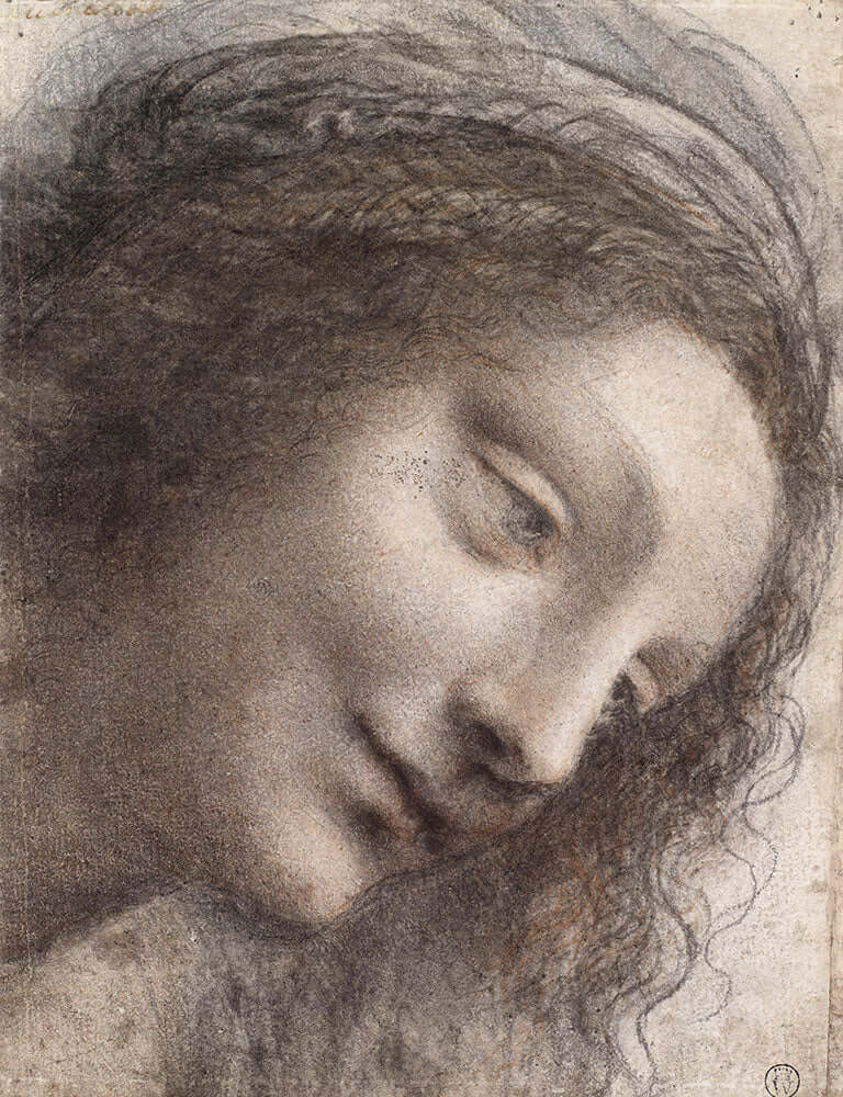 The Head of the Virgin in Three-Quarter View Facing Right by Leonardo da Vinci - Art Print - Zapista