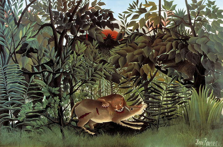 The Hungry Lion Throws Itself on the Antelope by Henri Rousseau - Art Print - Zapista