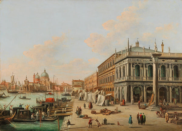 The Molo by the Biblioteca Marciana facing the entrance of the Canal Grande, Venice by Giuseppe Bernardino Bison - Art Print - Zapista