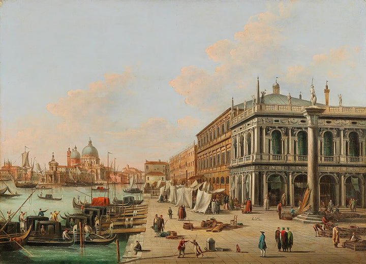 The Molo by the Biblioteca Marciana facing the entrance of the Canal Grande, Venice by Giuseppe Bernardino Bison - Art Print - Zapista