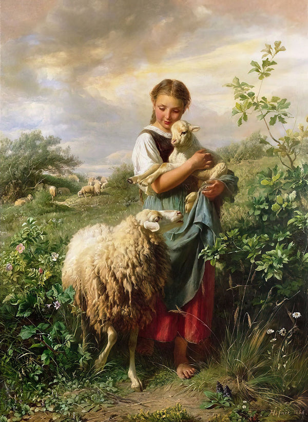 The Little Shepherdess by Johann Baptist Hofner - Art Print - Zapista