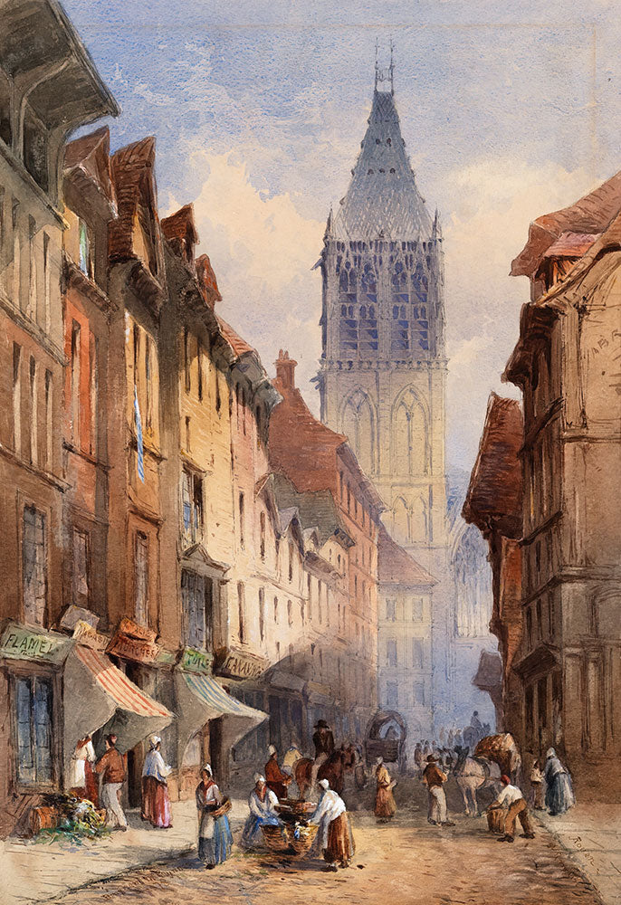 The Tower of St Romain Church, Rouen, from Rue Horlogue by William Bingham McGuinness - Art Print - Zapista