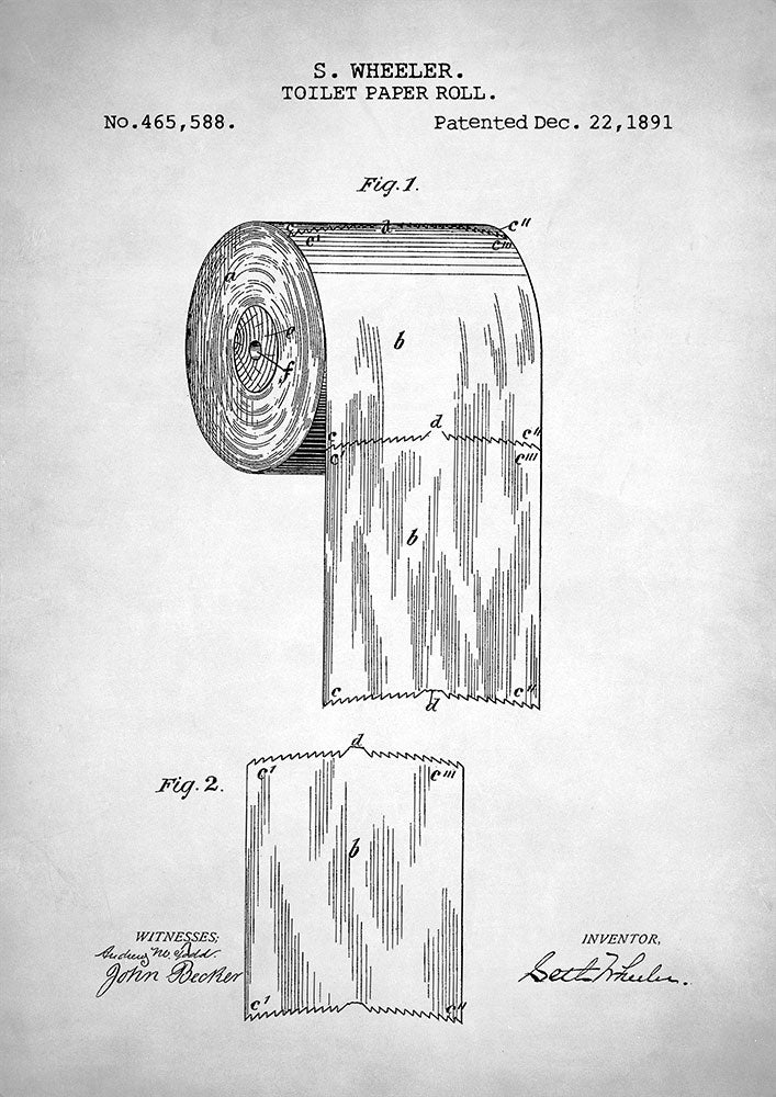 Toilet Paper Roll Patent - Art Print - Zapista