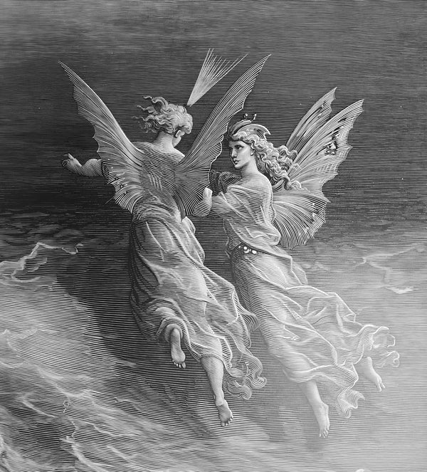 Two Angelic Spirits by Gustave Dore - Art Print - Zapista