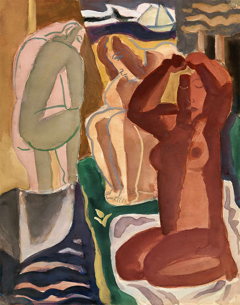 Two Bathing Women and a Bridge Figure by Leo Gestel - Art Print - Zapista