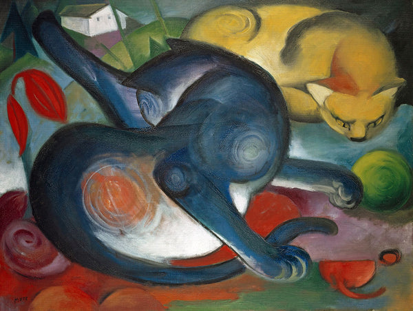 Two Cats, Blue and Yellow by Franz Marc - Art Print - Zapista