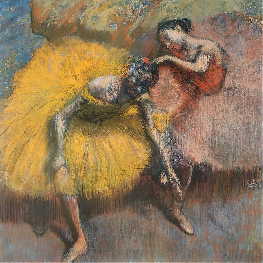 Two Dancers in Yellow and Pink by Edgar Degas - Art Print - Zapista