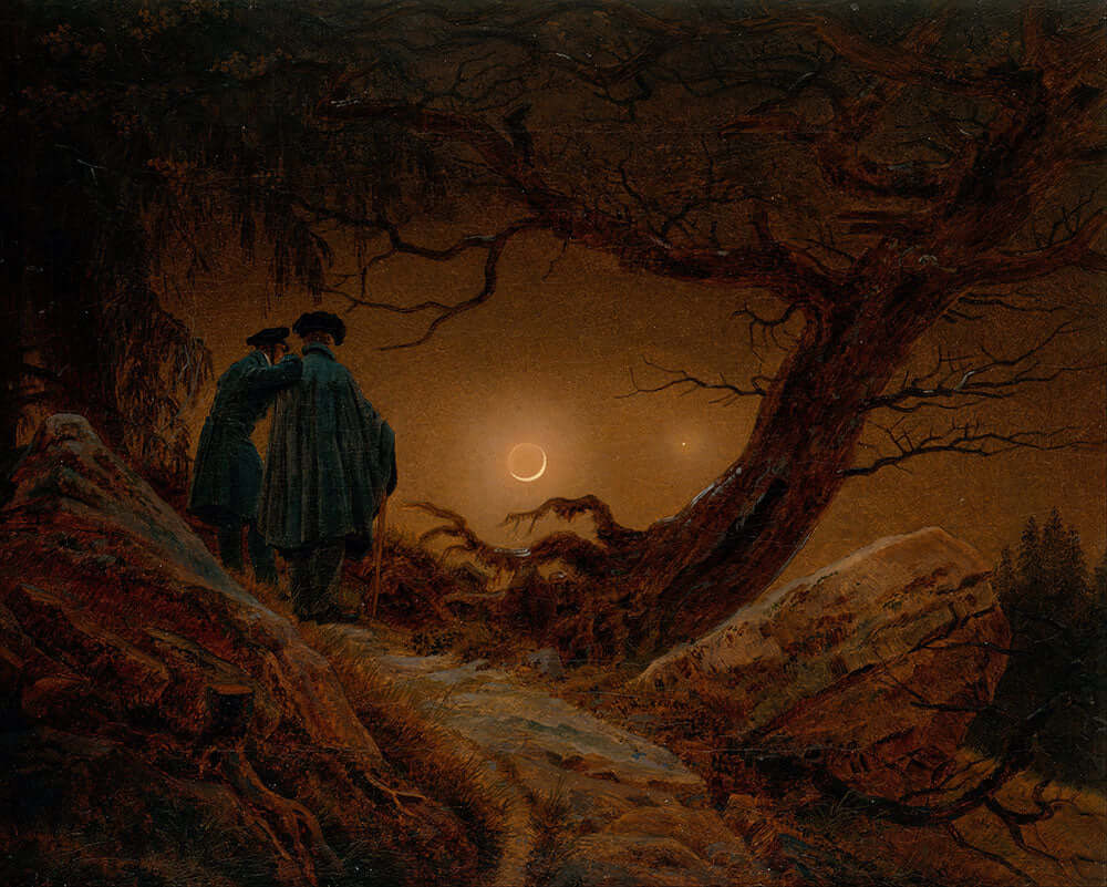 Two Men Contemplating the Moon by Caspar David Friedrich - Art Print - Zapista