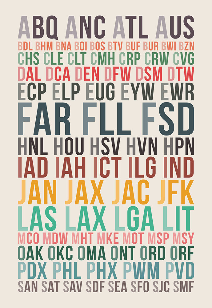 U.S. Airport Codes - Art Print - Zapista