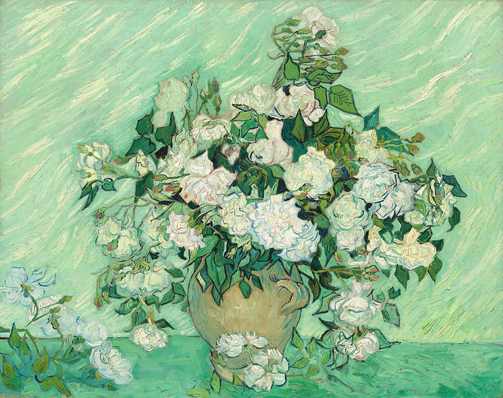 Still Life: Vase with Pink Roses by Vincent van Gogh - Art Print - Zapista