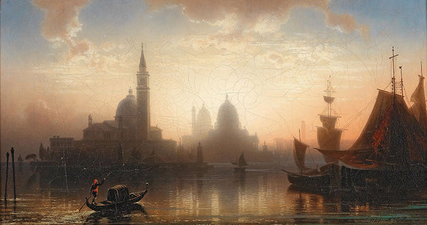 Venice, Gondolier in the Evening Light by Karl Heilmayer - Art Print - Zapista