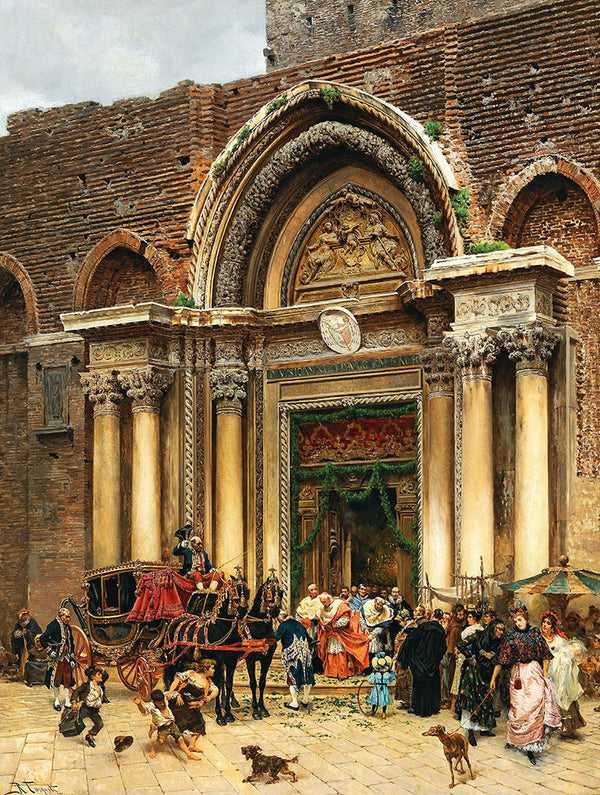 Venice, The Patriarch In Capa Magna Leaving San Giovanni E Paolo by Ramón Tusquets - Art Print - Zapista