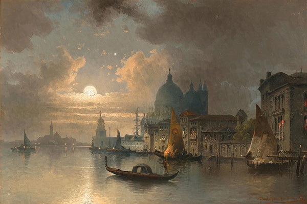 Venice, a Moonlit Night in the Bacino by Karl Kaufmann - Art Print - Zapista