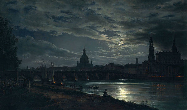 View of Dresden by Moonlight by Johan Christian Dahl - Art Print - Zapista