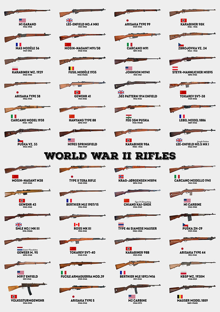 World War II Rifles - Art Print - Zapista