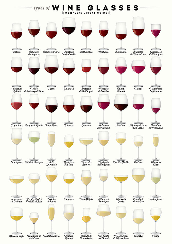 Types of Wine Glasses - Art Print - Zapista