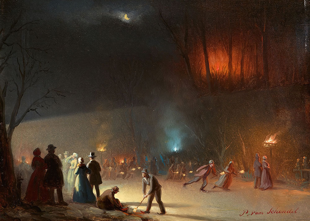 Winter Festival at the Jardin Zoologique in Brussels by Petrus van Schendel - Art Print - Zapista