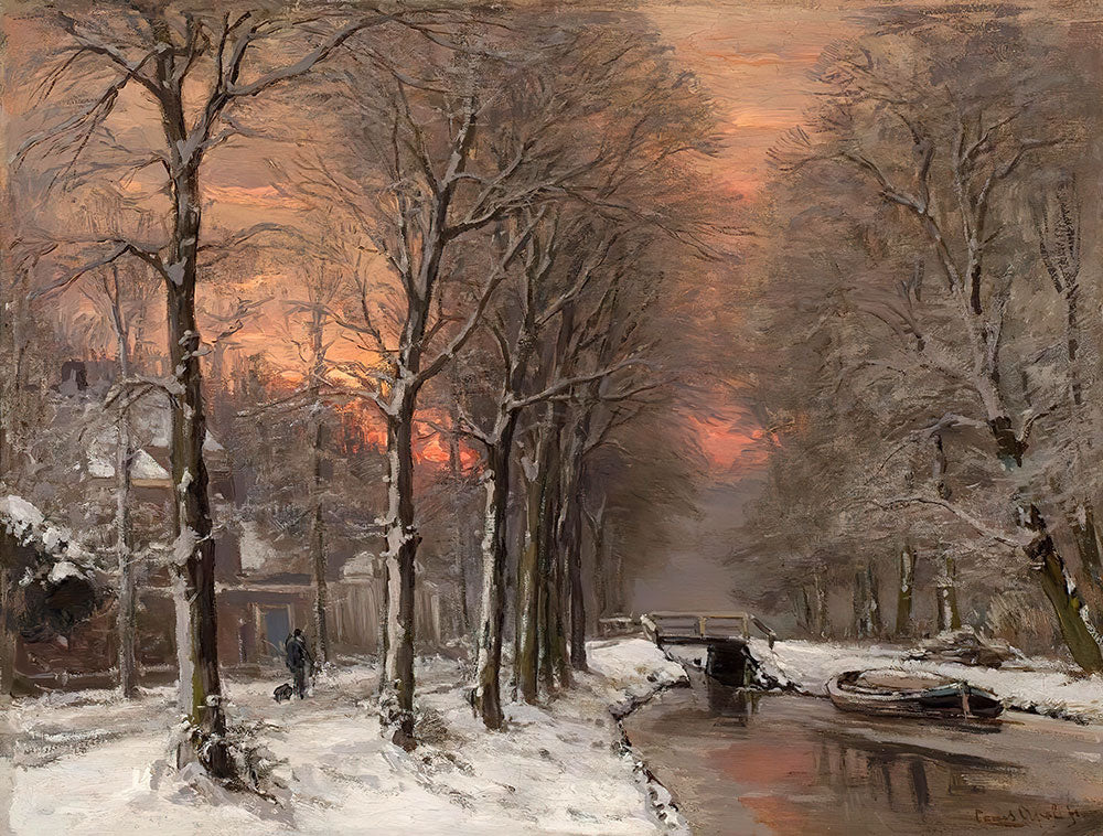 Winter Landscape with Sunset by Louis Apol - Art Print - Zapista