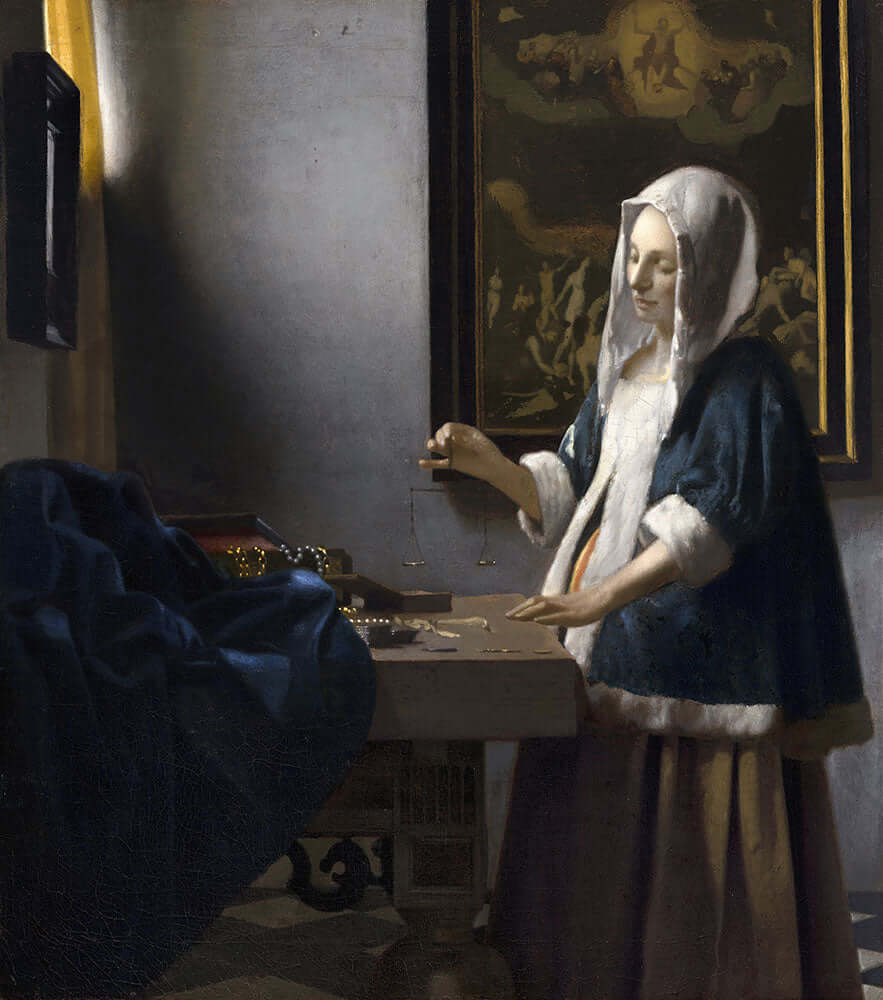 Woman Holding a Balance by Johannes Vermeer - Art Print - Zapista