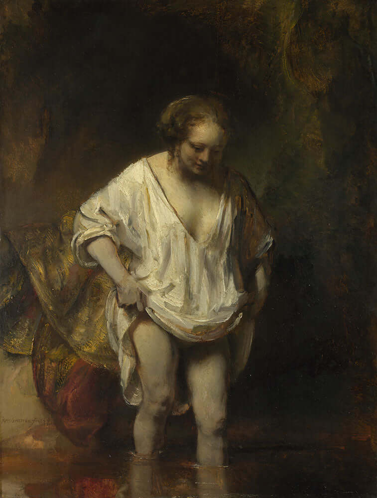 A Woman Bathing in a Stream by Rembrandt Harmenszoon van Rijn - Art Print - Zapista