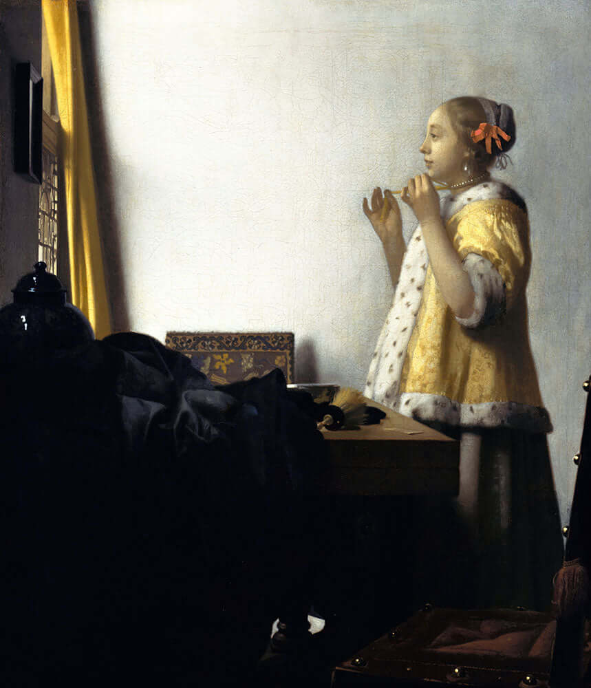 Woman with a Pearl Necklace by Johannes Vermeer - Art Print - Zapista