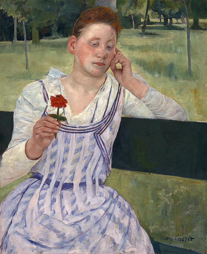 Woman with a Red Zinnia by Mary Cassatt - Art Print - Zapista