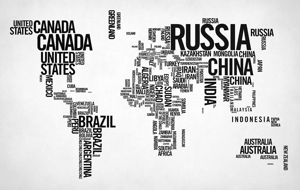 World Map Typo White - Art Print - Zapista