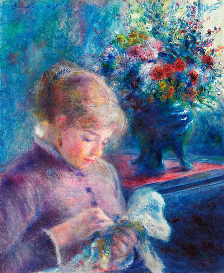 Young Woman Sewing by Pierre-Auguste Renoir - Art Print - Zapista