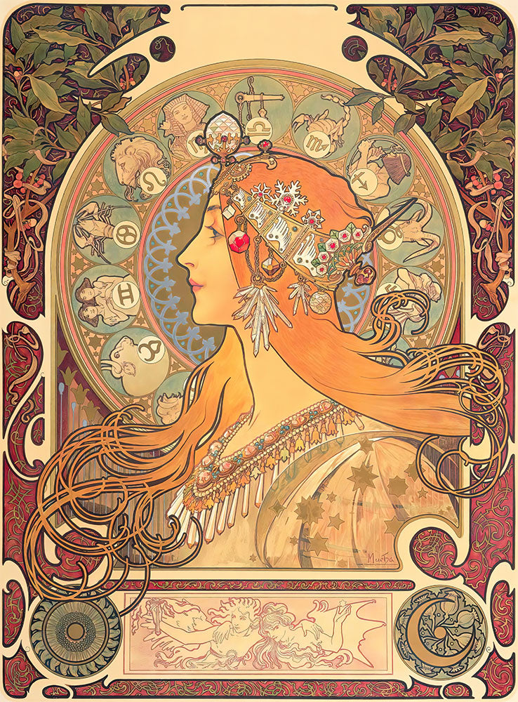 Zodiac by Alphonse Mucha - Art Print - Zapista