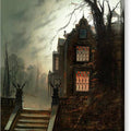 A Country House by Moonlight - Canvas Print