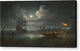 A Moonlit Mediterranean Harbour with Fishermen Pulling in their Catch - Canvas Print