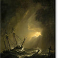 A Small Dutch Ship Riding out a Storm - Canvas Print