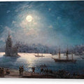 A View of the Bosporus with the Hagia Sophia and the Maiden's Tower in the Moonlight - Canvas Print