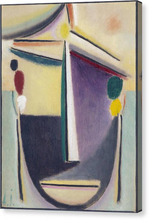 Abstract Head, Black-Yellow-Purple - Canvas Print