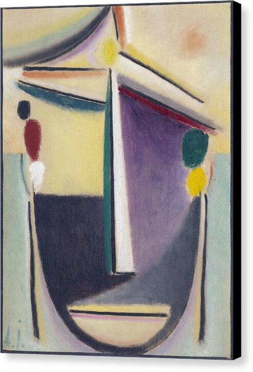 Abstract Head, Black-Yellow-Purple - Canvas Print