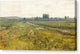 An Extensive Meadow Landscape with Geese by a Stream - Canvas Print