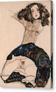 Black-Haired Girl with Lifted Skirt - Canvas Print