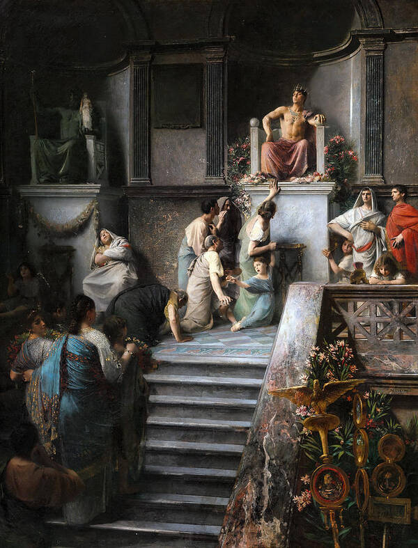 Caligula indulging in the worship of the people - Art Print