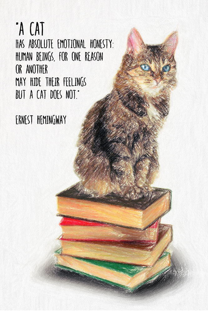 Cat Quote by Ernest Hemingway - Art Print - Zapista