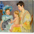 Children Playing with a Cat - Canvas Print
