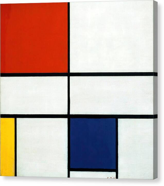 Composition C No.III with Red, Yellow and Blue - Canvas Print