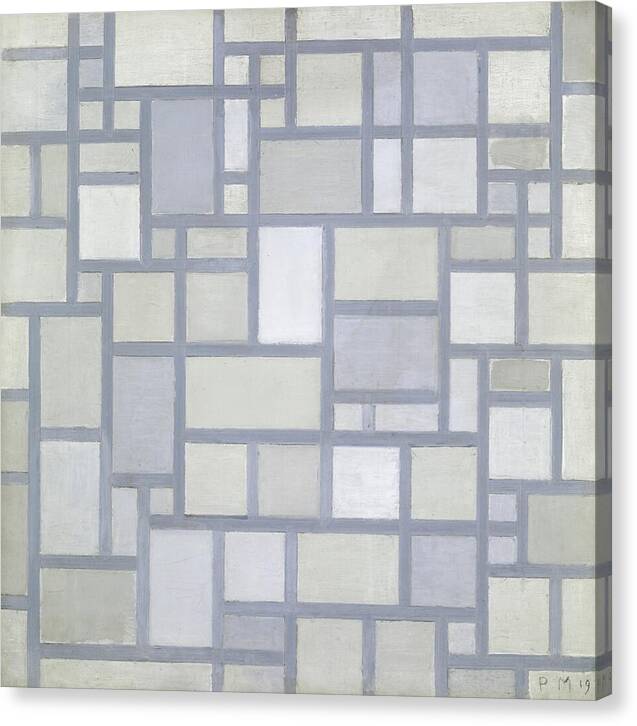 Composition In Bright Colors With Gray Lines - Canvas Print