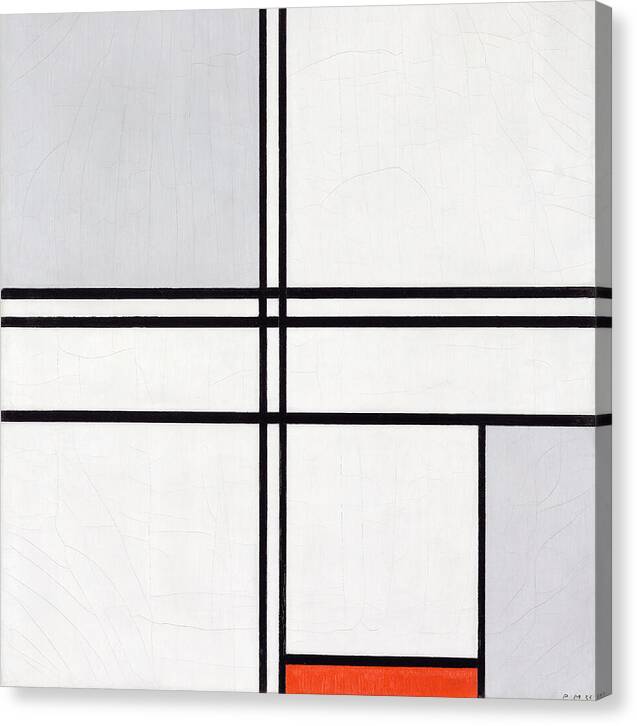 Composition No. 1 Gray-Red - Canvas Print