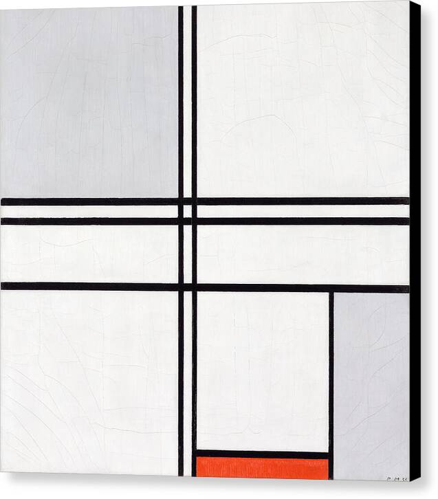 Composition No. 1 Gray-Red - Canvas Print