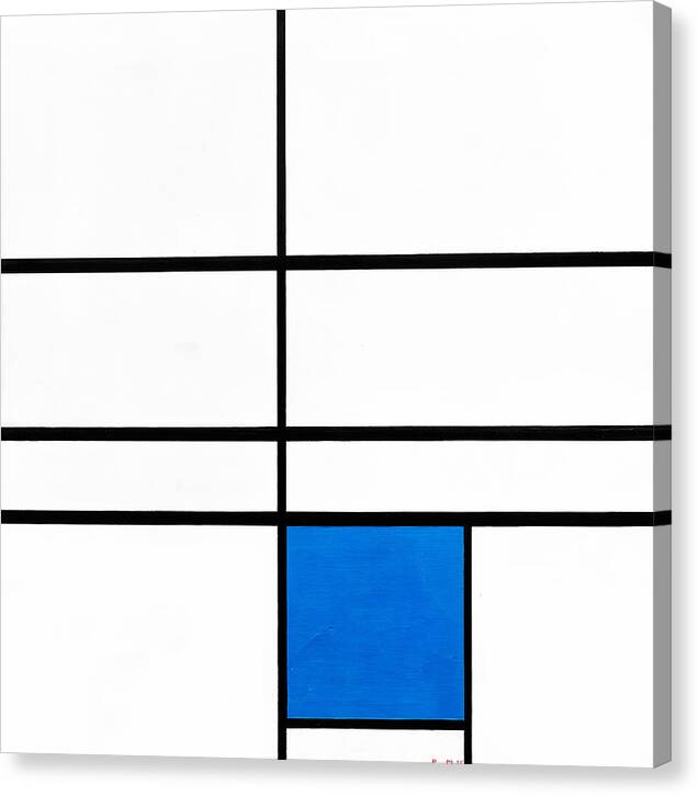 Composition With Double Line and Blue - Canvas Print
