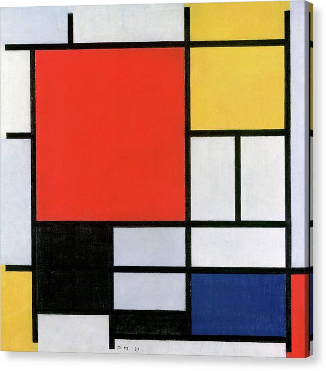 Composition with Red, Yellow, Blue and Black - Canvas Print
