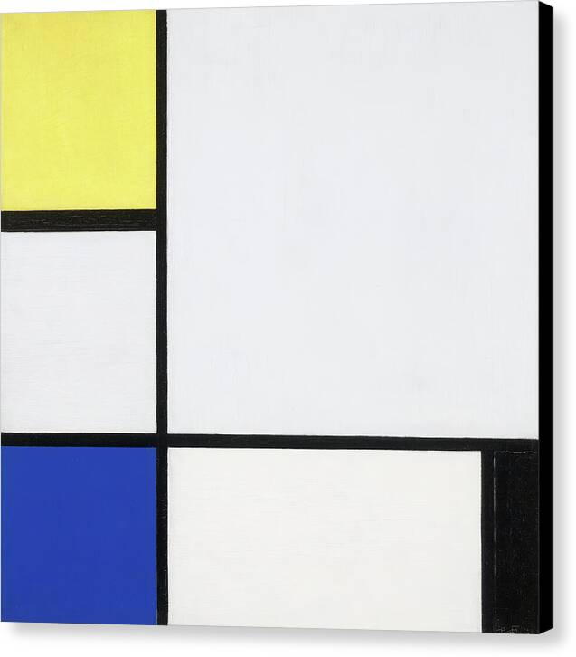 Composition with Yellow, Blue, Black and Light Blue - Canvas Print
