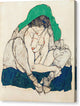 Crouching Woman with Green Headscarf - Canvas Print