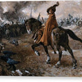 Death as General Rides a Horse on a Battlefield - Canvas Print
